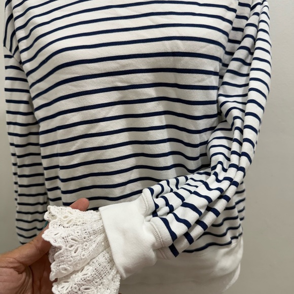 J. CREW French terry sweatshirt with lace trim Size M NWOT $118 BT719 - Picture 9 of 12